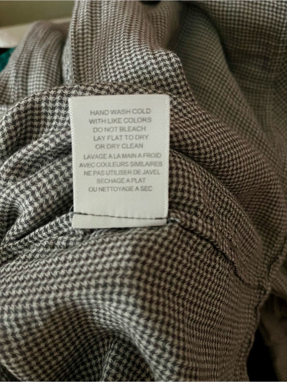 Joie Cotton Voile Houndstooth Button-Front Gray and White Check Blouse - Picture 7 of 7